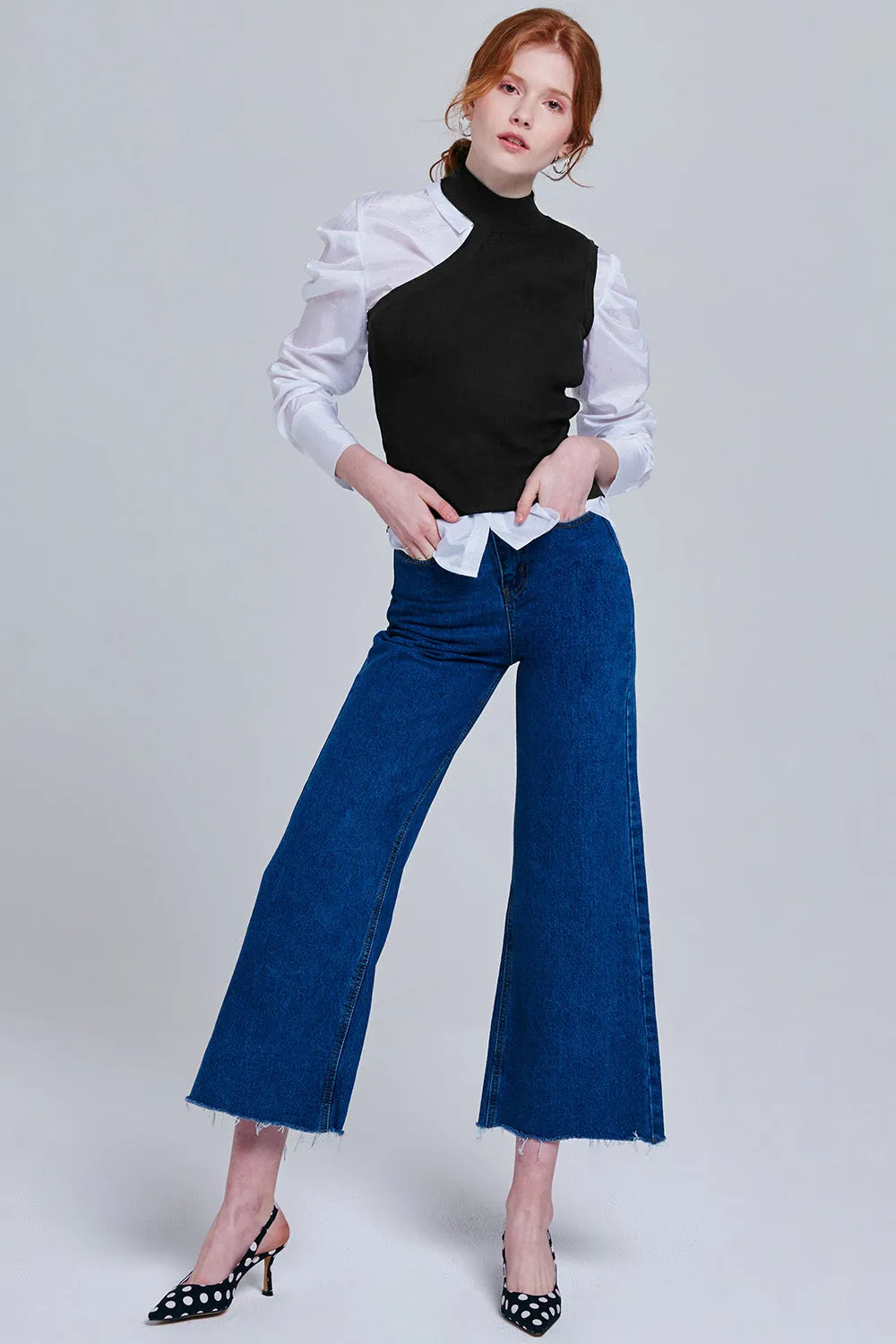 Iesha Asymmetrical Mock Neck Knit Top