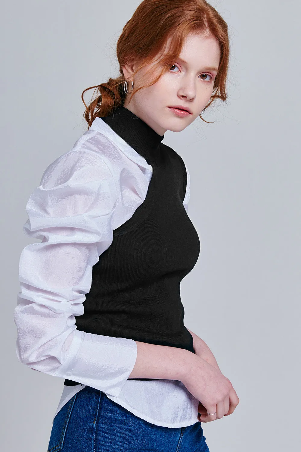 Iesha Asymmetrical Mock Neck Knit Top