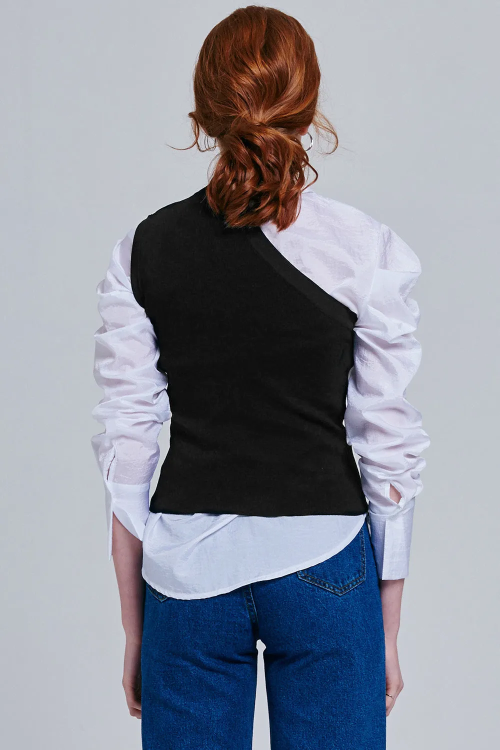 Iesha Asymmetrical Mock Neck Knit Top