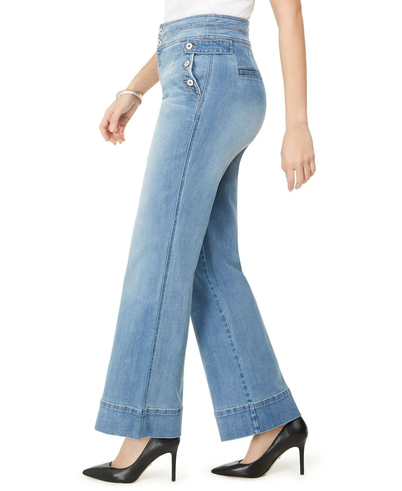 INC International Concepts Curvy Wide Leg Sailor Trouser Jeans