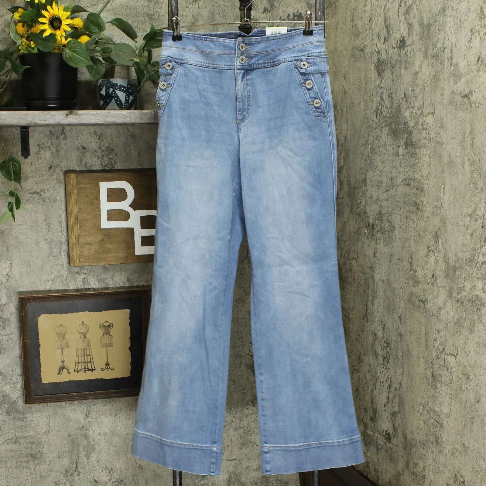 INC International Concepts Curvy Wide Leg Sailor Trouser Jeans