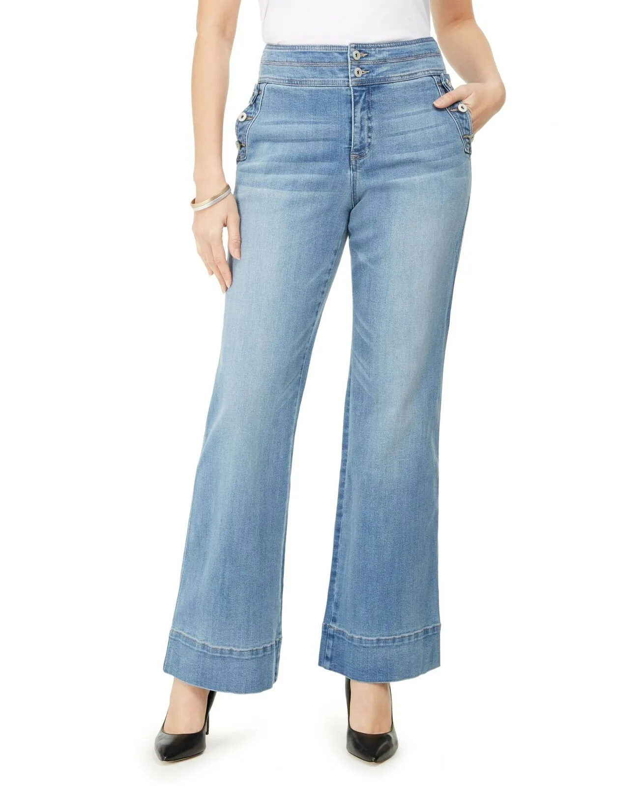 INC International Concepts Curvy Wide Leg Sailor Trouser Jeans