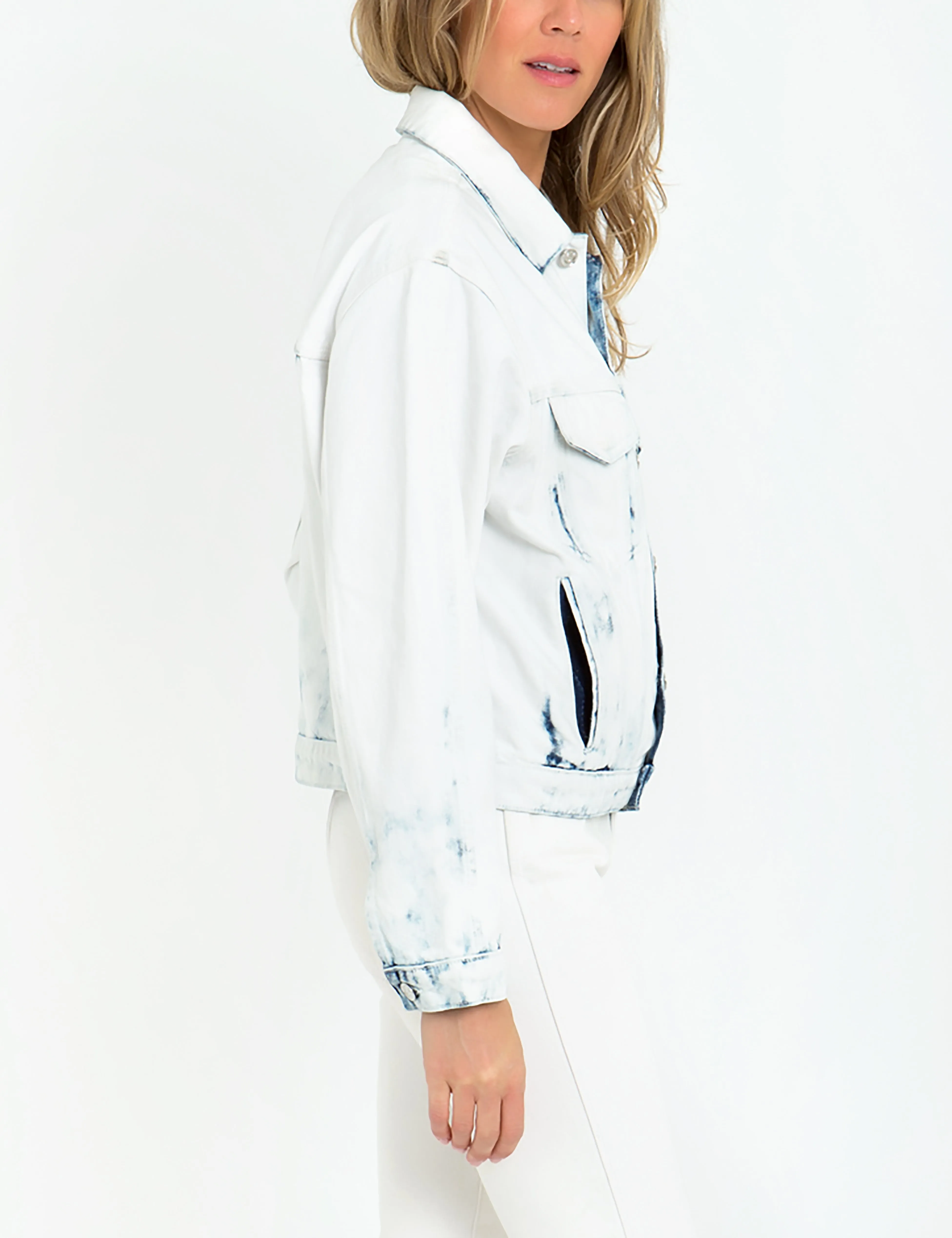 Indigo Zip Tie Cropped Jacket