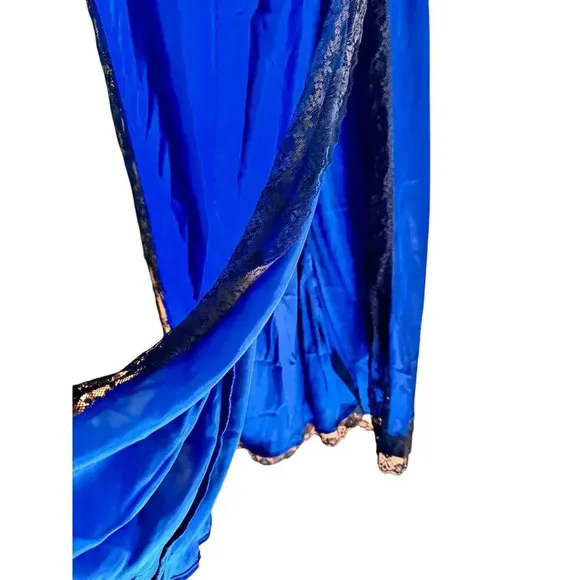 Intimately Free People night gown full length w/lace L satin feel sexy feminine