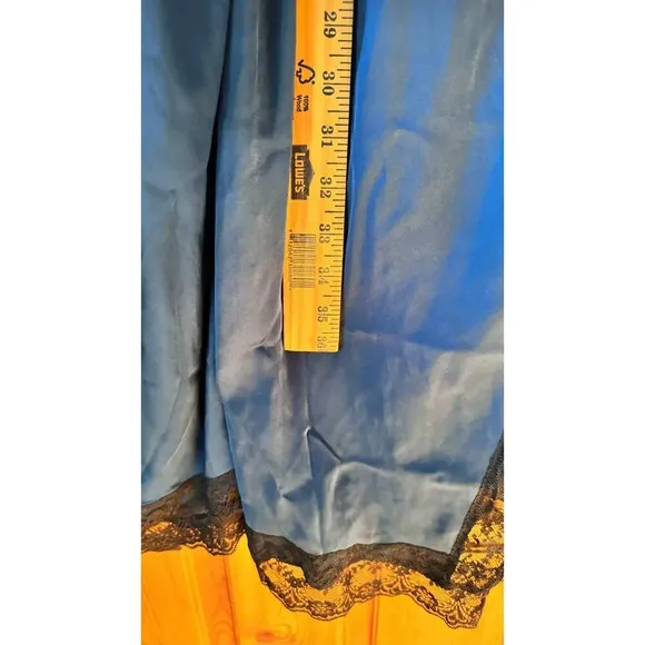 Intimately Free People night gown full length w/lace L satin feel sexy feminine