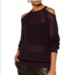 IRO / LINEISY RIBBED COLD SHOULDER maroon open knit  SWEATER XS