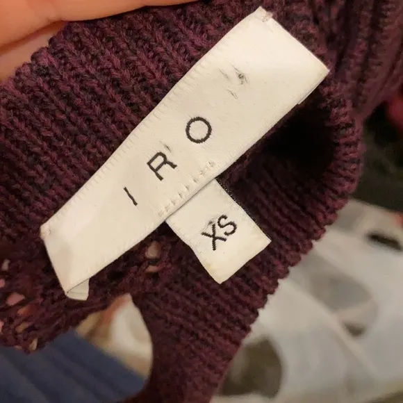 IRO / LINEISY RIBBED COLD SHOULDER maroon open knit  SWEATER XS