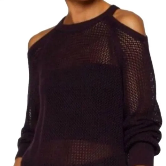 IRO / LINEISY RIBBED COLD SHOULDER maroon open knit  SWEATER XS