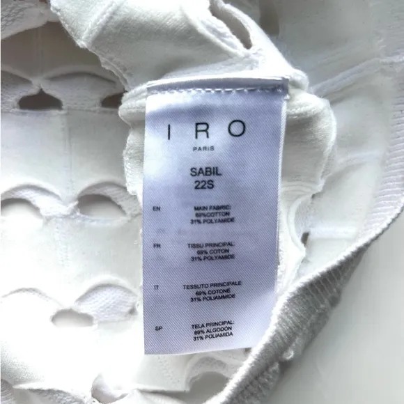 Iro Women's White Sabil Knit Openwork PulloverSweater Cutout short sleeve