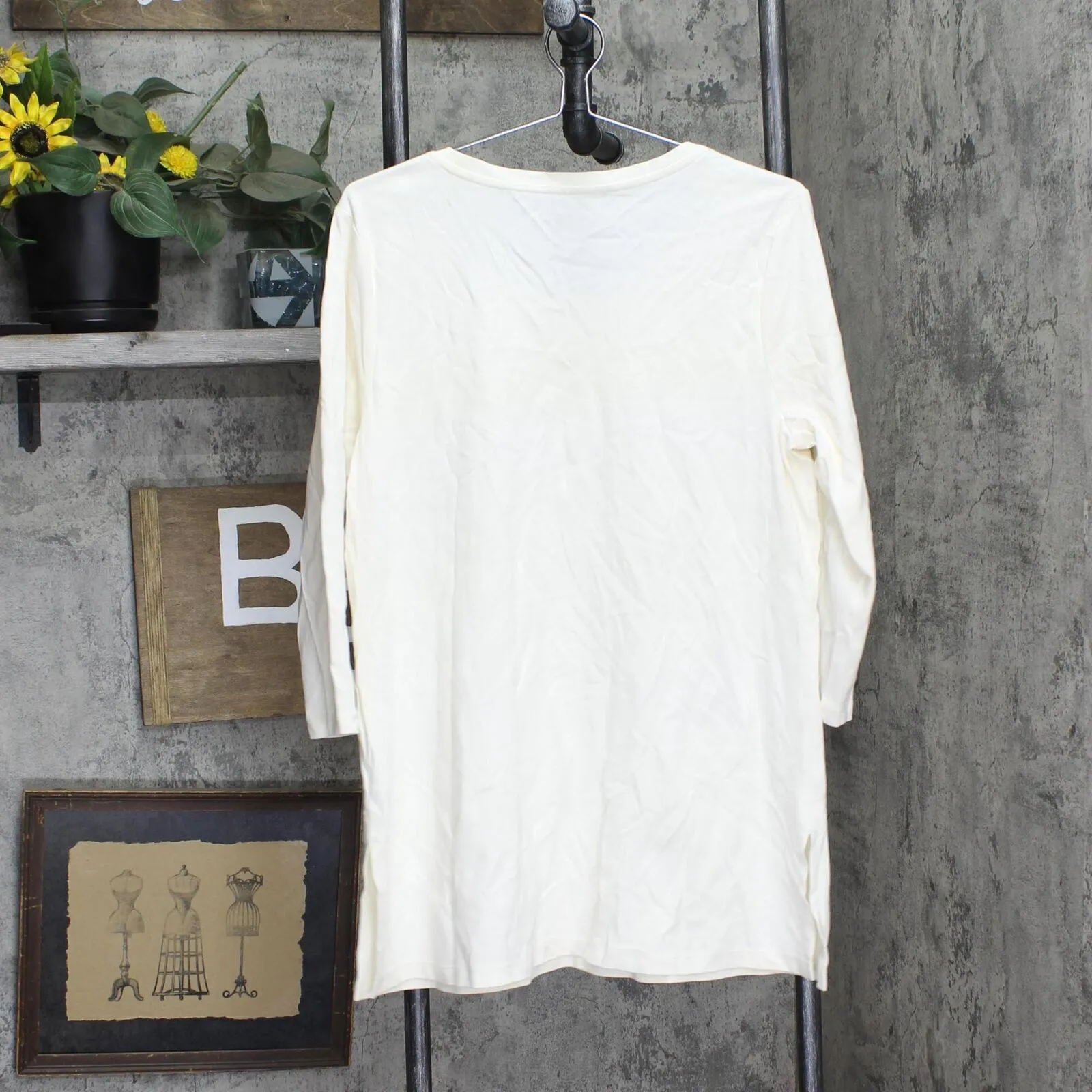 Isaac Mizrahi Live! Pima Cotton Tunic w/ Long Side Slits Cream Off White L