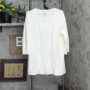 Isaac Mizrahi Live! Pima Cotton Tunic w/ Long Side Slits Cream Off White L