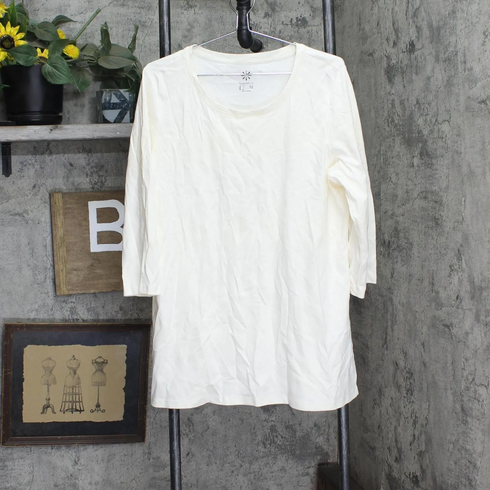 Isaac Mizrahi Live! Pima Cotton Tunic w/ Long Side Slits Cream Off White L