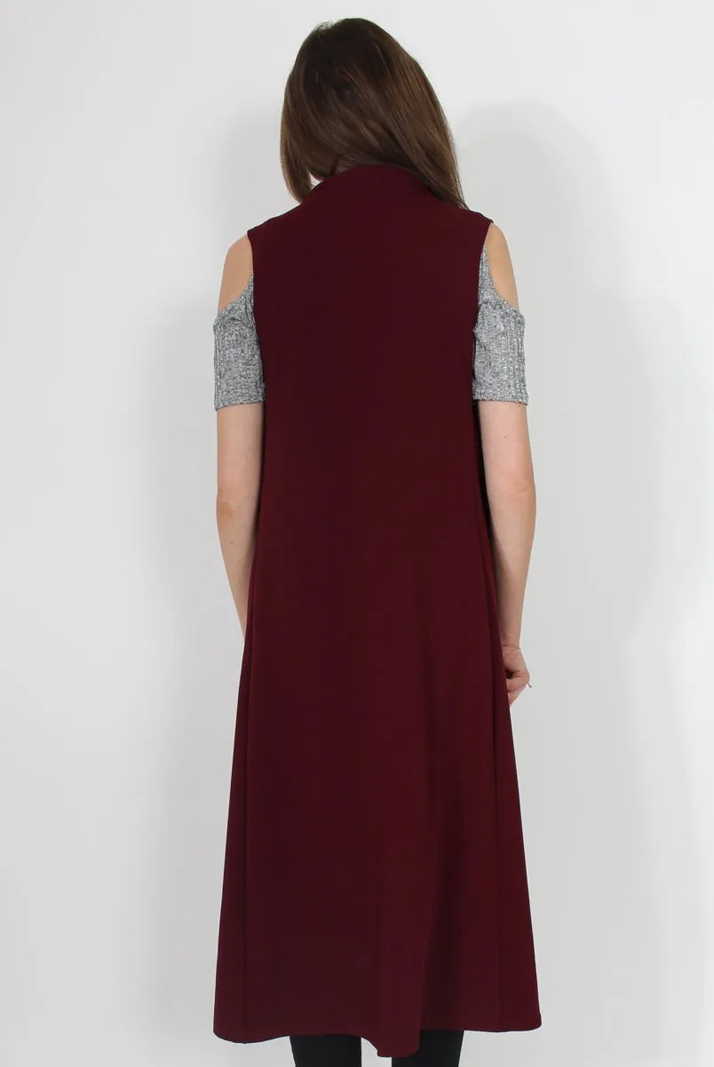 Ivanna Wine Sleeveless Jacket