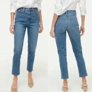 J. Crew High Rise Classic Vintage Medium Wash Straight Leg Denim Jeans- Size 28