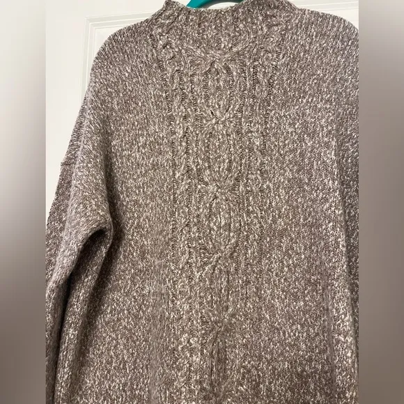 J Jill Brown Mocha Cotton Blend Mock Neck Pullover Sweater Size Large