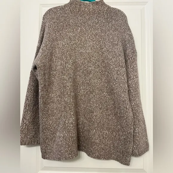 J Jill Brown Mocha Cotton Blend Mock Neck Pullover Sweater Size Large