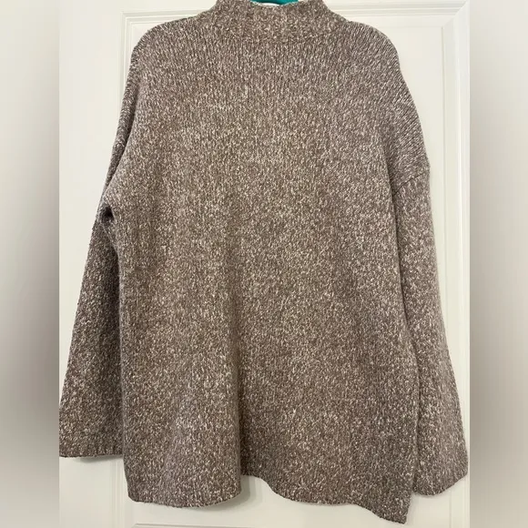 J Jill Brown Mocha Cotton Blend Mock Neck Pullover Sweater Size Large