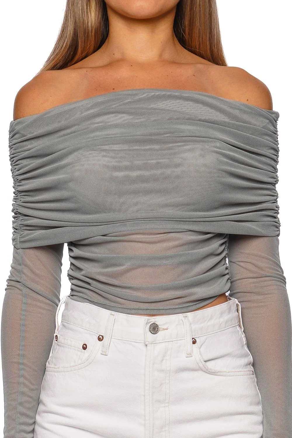 Jade Mesh Off Shoulder Top