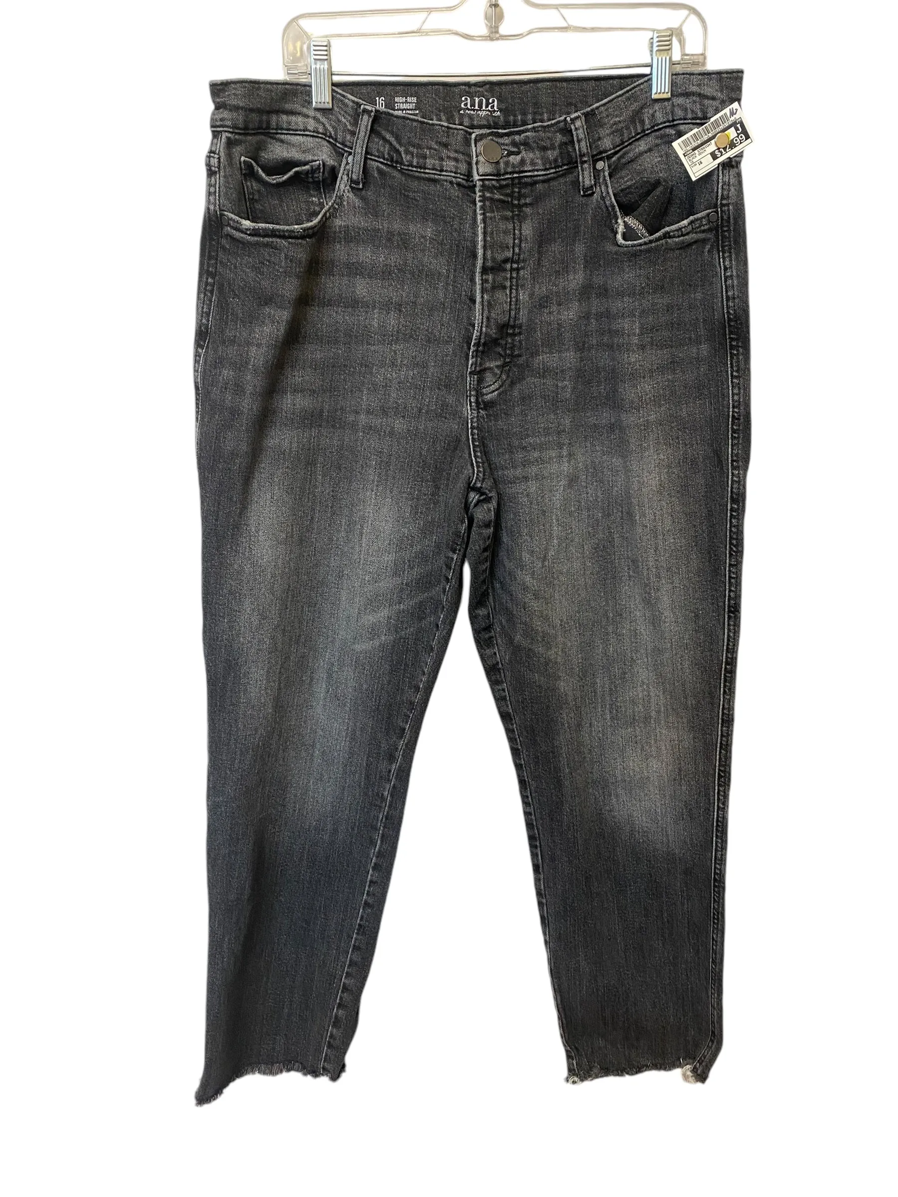 Jeans Straight By Ana In Black Denim, Size: 16