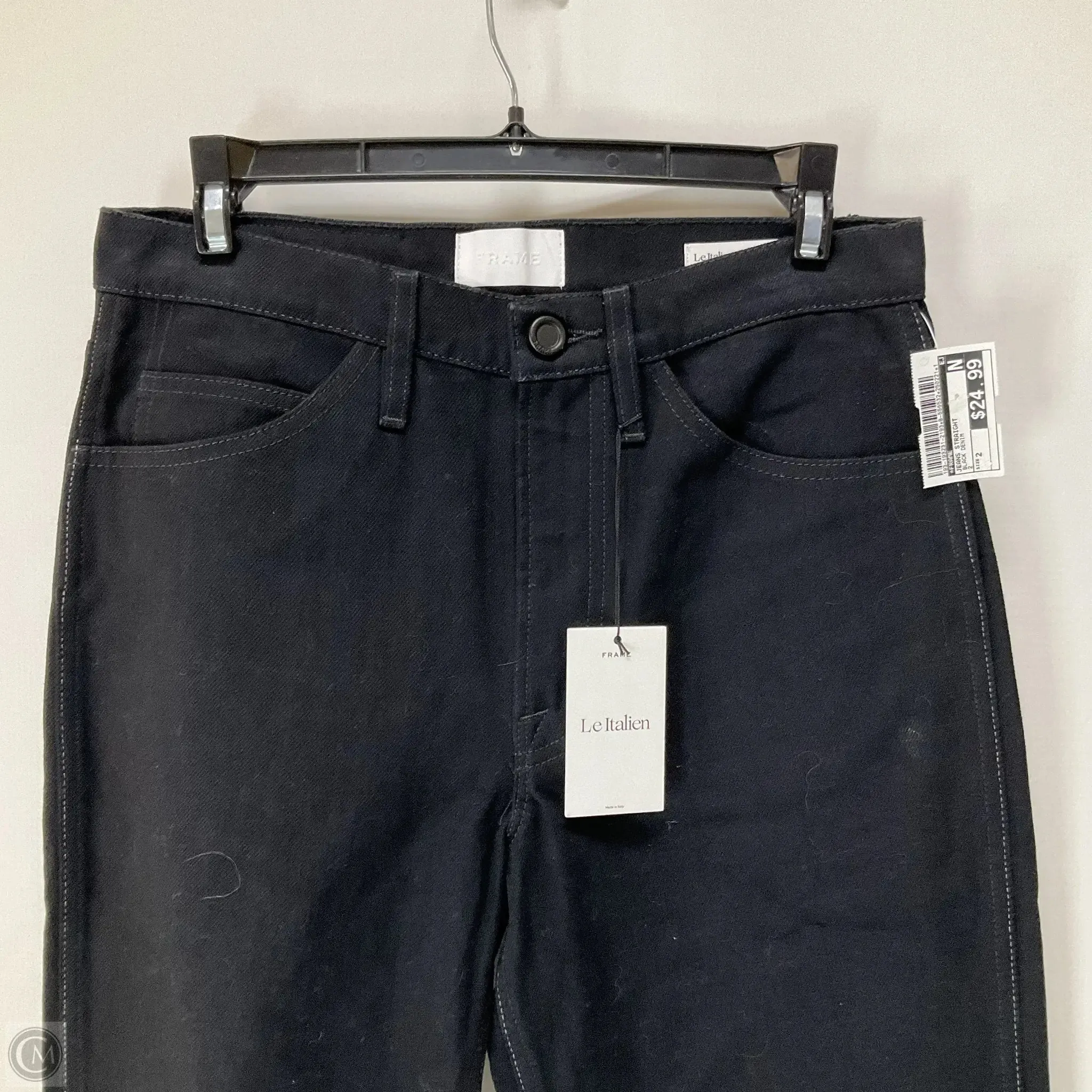 Jeans Straight By Frame In Black Denim, Size: 2