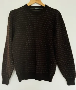 JHANE BARNES 100% Cashmere Sweater Sz M Brown Geometric Stripe Dot