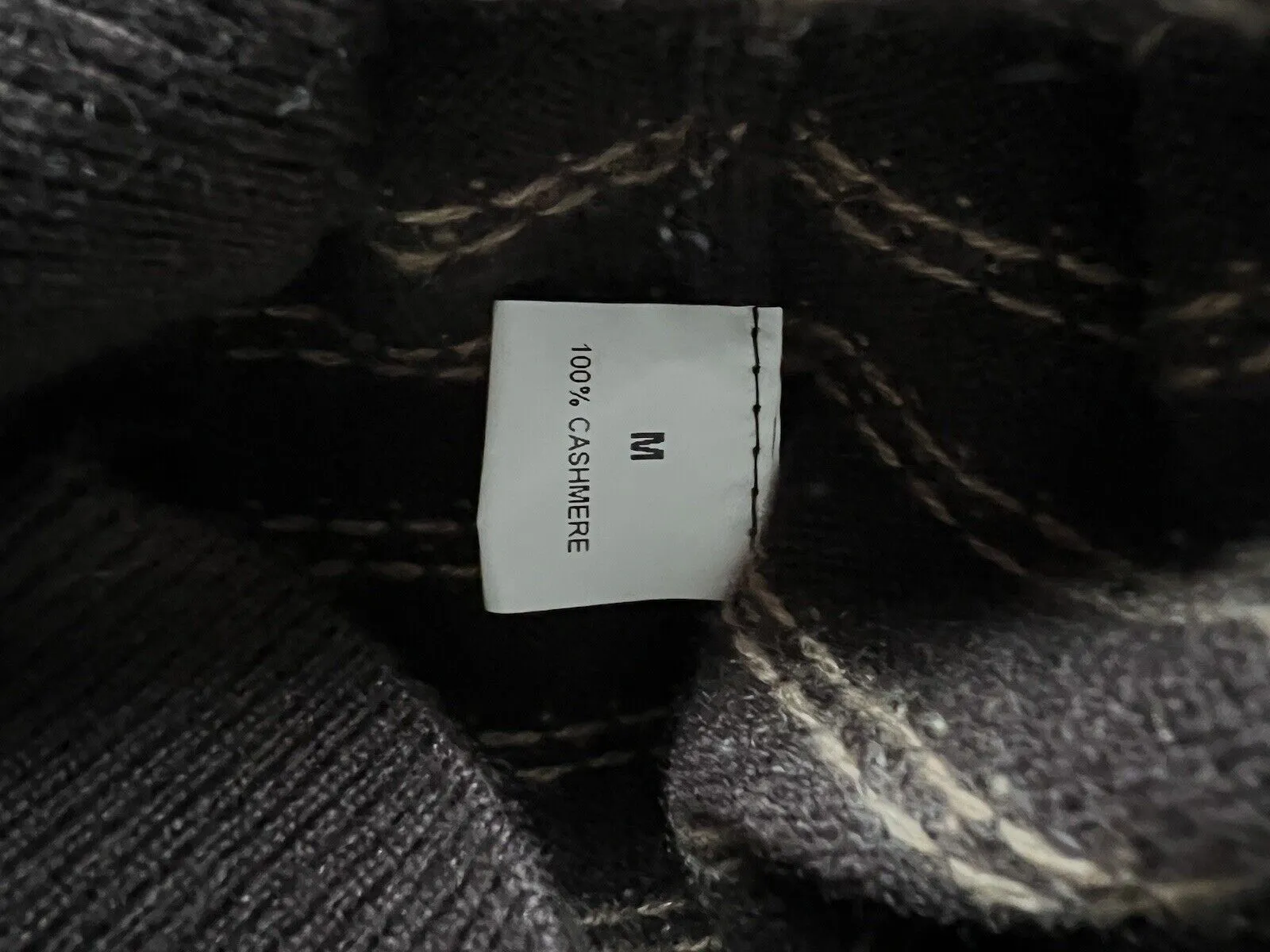 JHANE BARNES 100% Cashmere Sweater Sz M Brown Geometric Stripe Dot