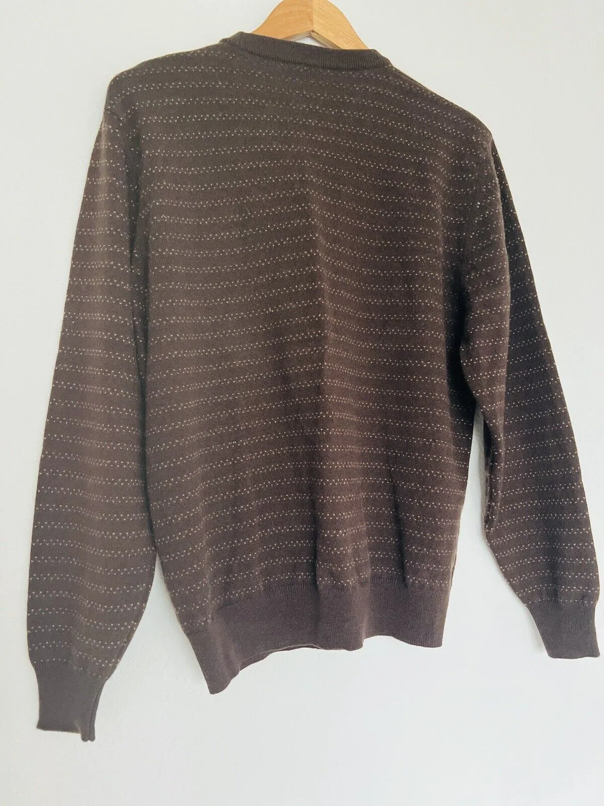 JHANE BARNES 100% Cashmere Sweater Sz M Brown Geometric Stripe Dot