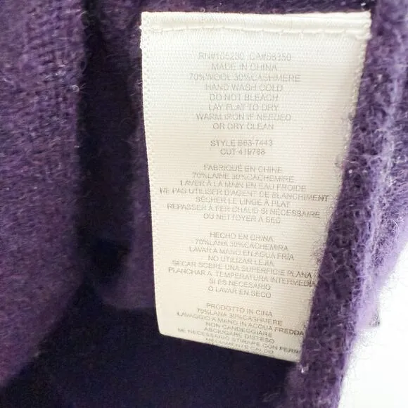 Joie Wool Cashmere Blend Asymmetrical Pullover Sweater Purple Size Medium