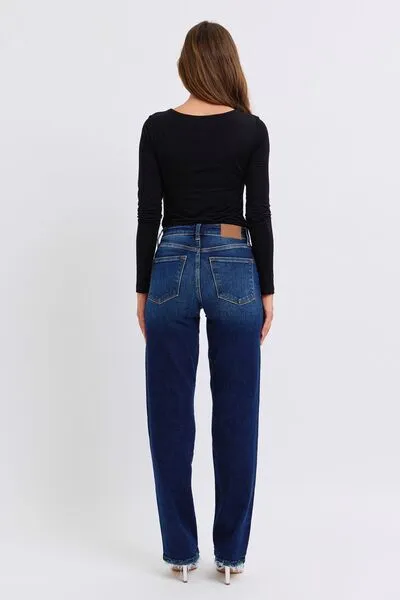 Judy Blue Full Size Raw Hem Straight Leg Jeans ONLINE EXCLUSIVE