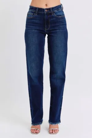 Judy Blue Full Size Raw Hem Straight Leg Jeans ONLINE EXCLUSIVE