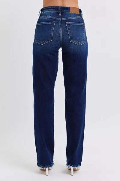 Judy Blue Full Size Raw Hem Straight Leg Jeans ONLINE EXCLUSIVE