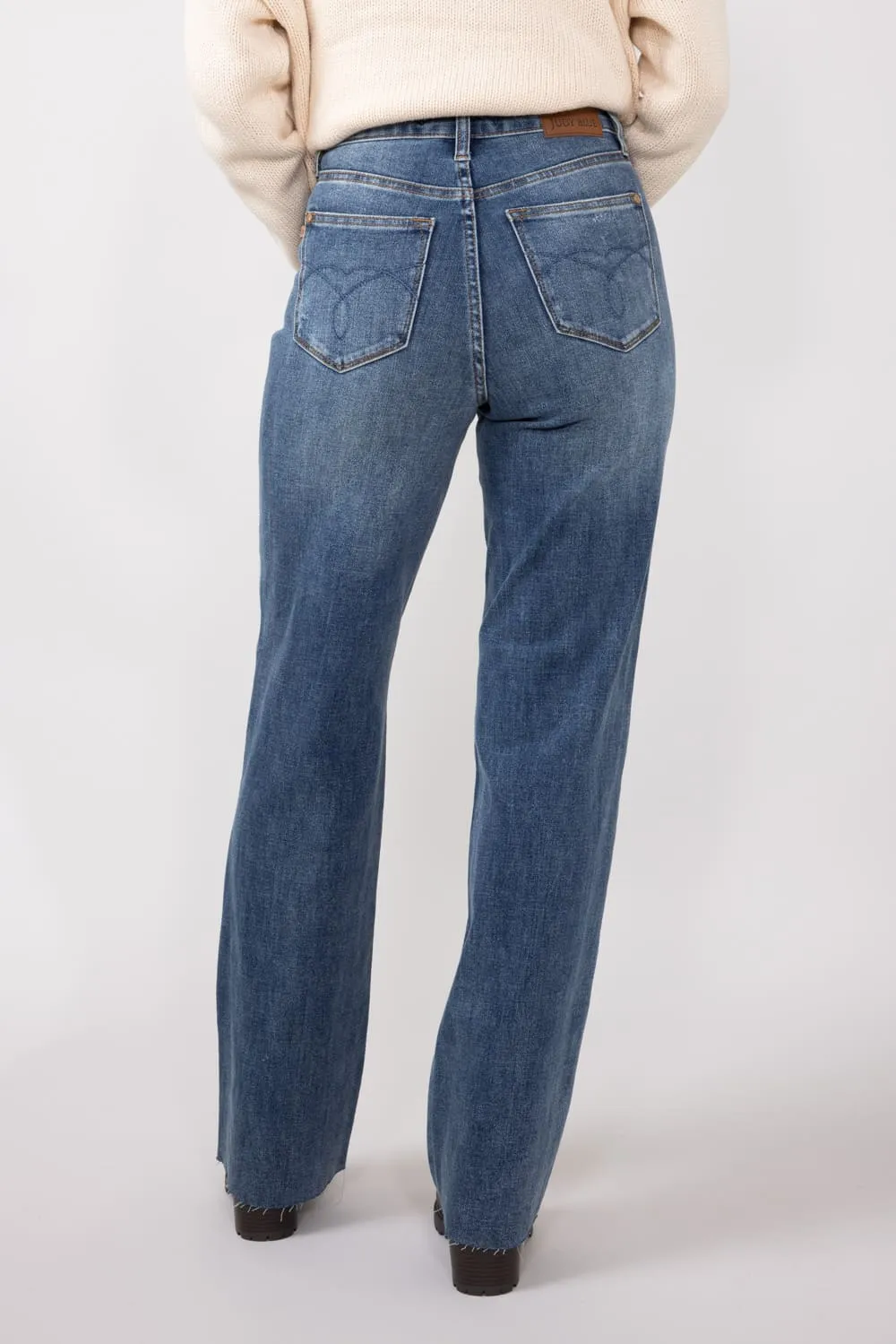 Judy Blue High Waist Raw Hem Straight Jeans for Women | 88848-REG