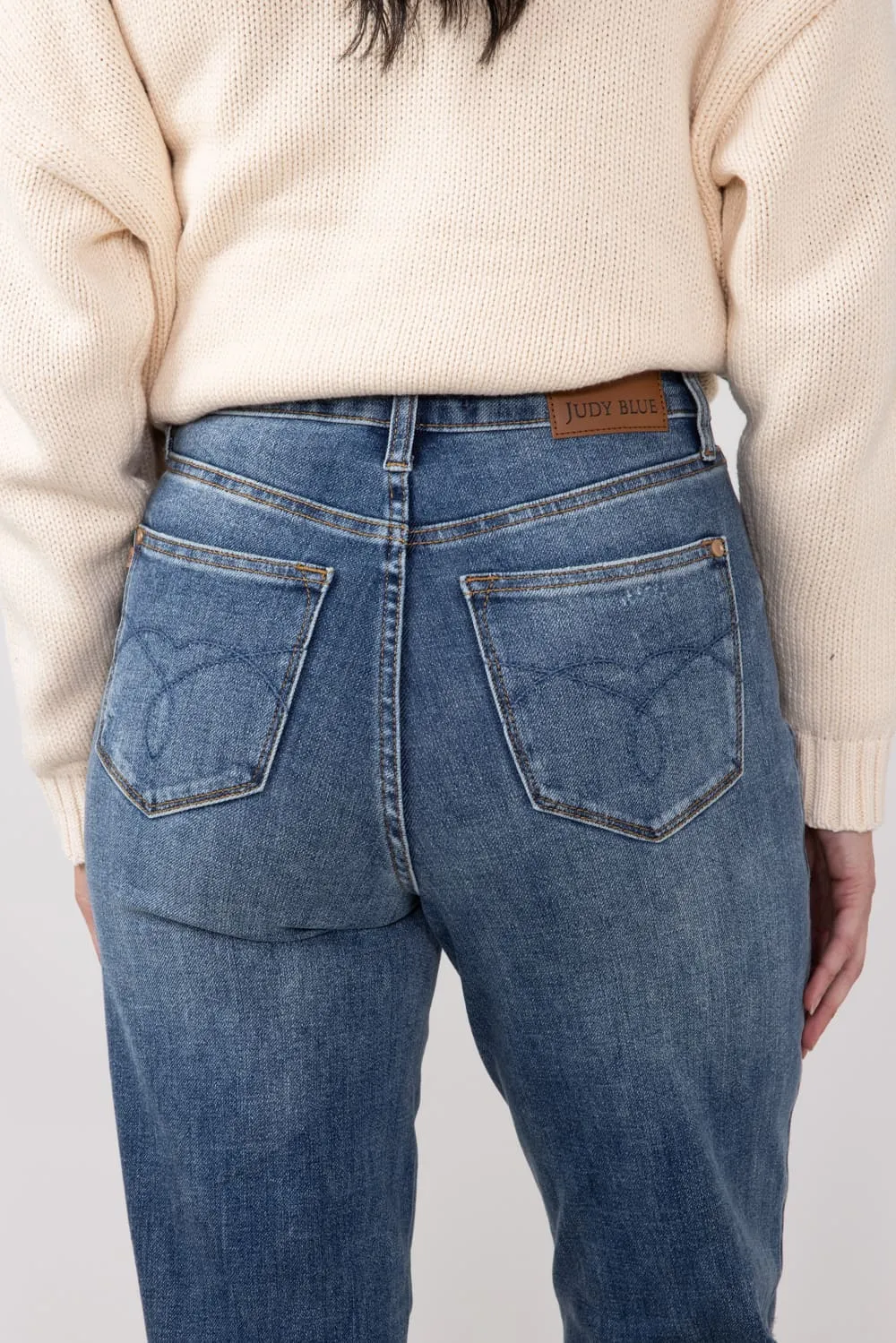 Judy Blue High Waist Raw Hem Straight Jeans for Women | 88848-REG