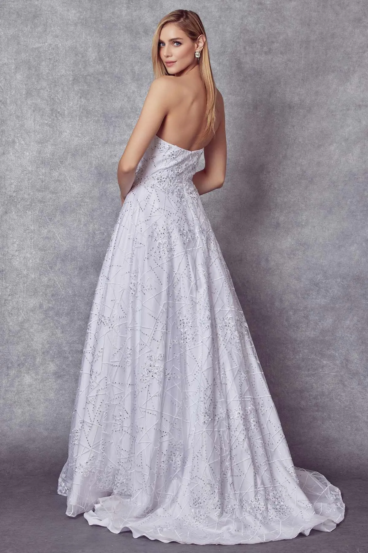 Juliet 692 Long Embroidered Lace Ball Gown Dress With Arm Band