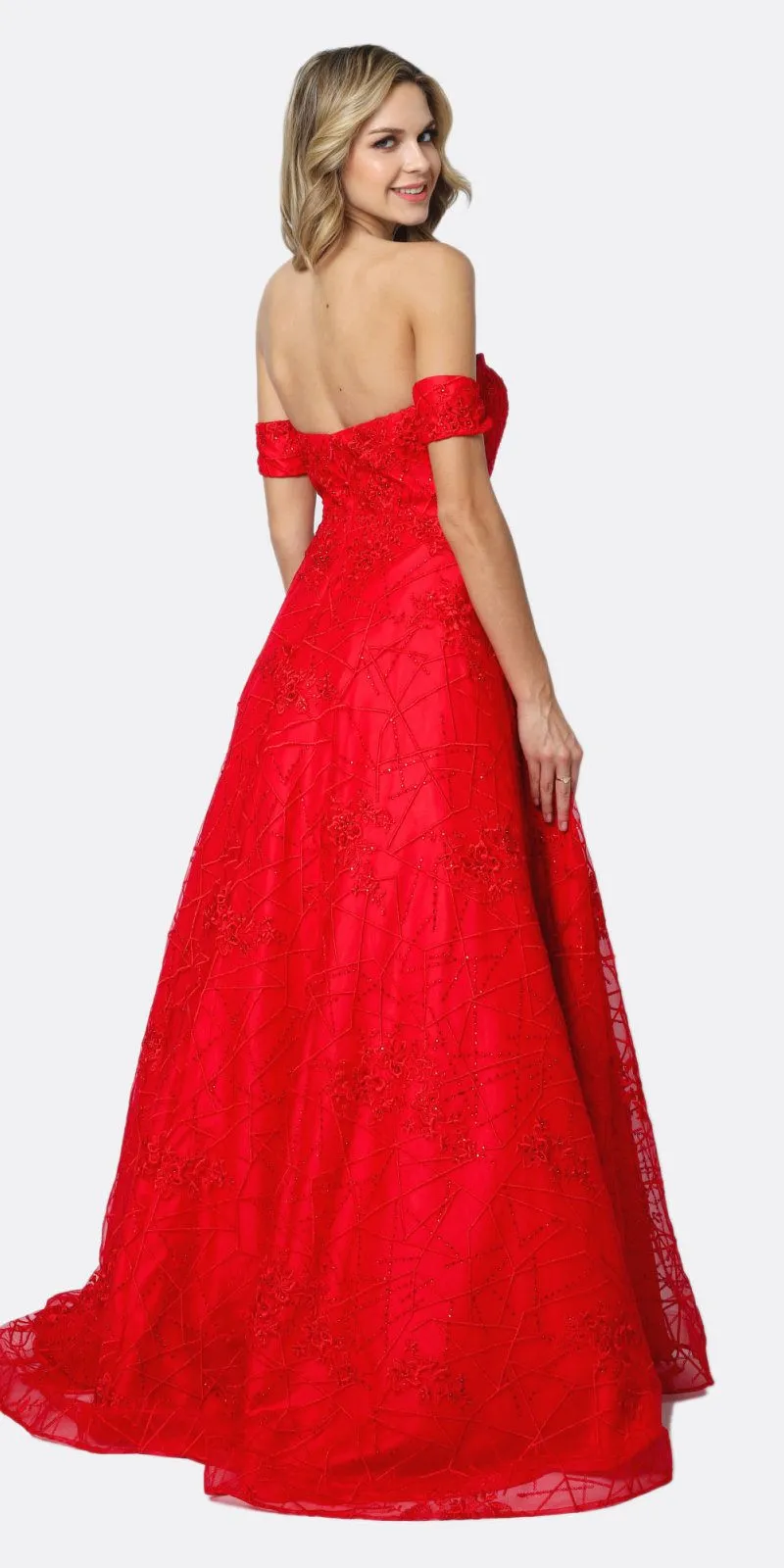 Juliet 692 Long Embroidered Lace Ball Gown Dress With Arm Band