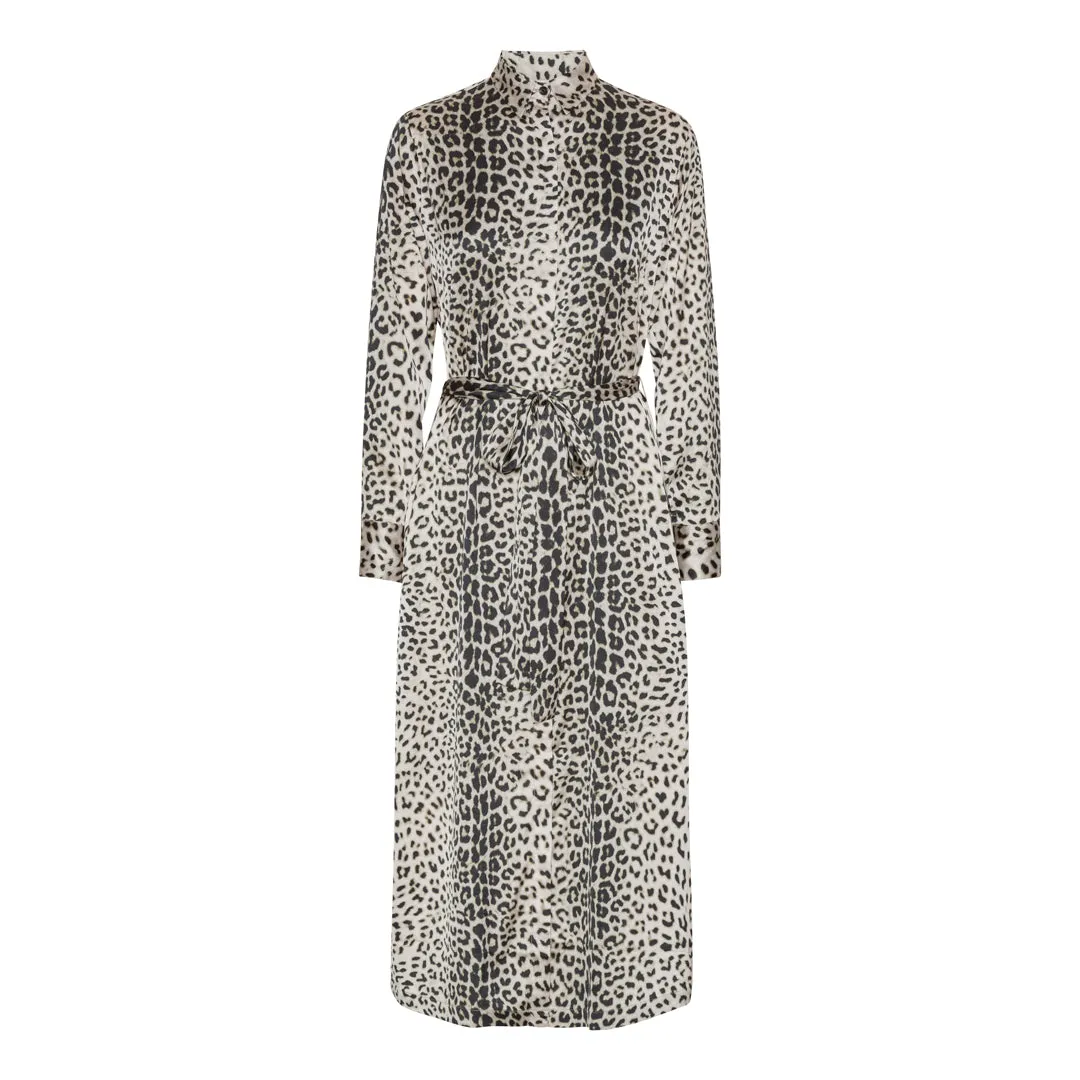Karmamia Jean dress nude leopard med knapper og belte