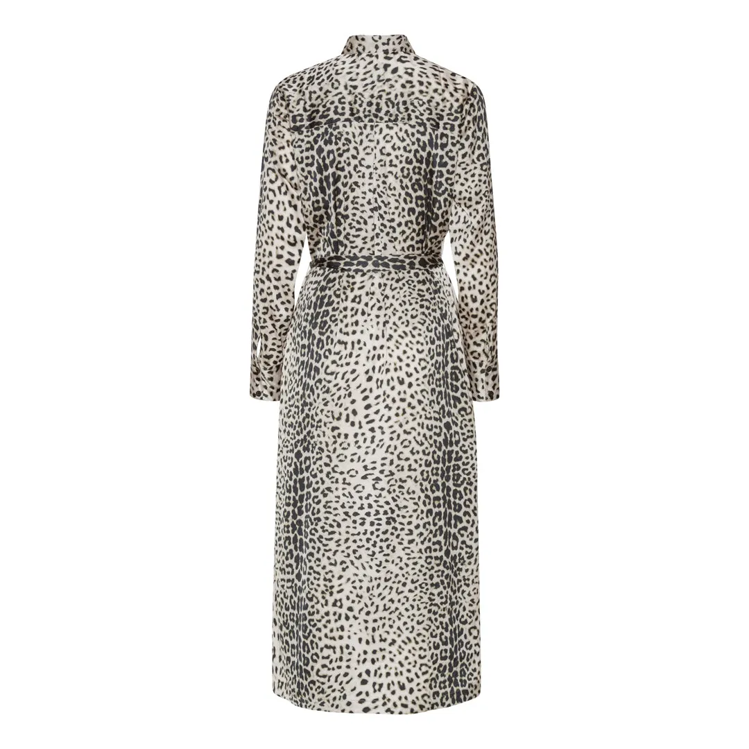 Karmamia Jean dress nude leopard med knapper og belte