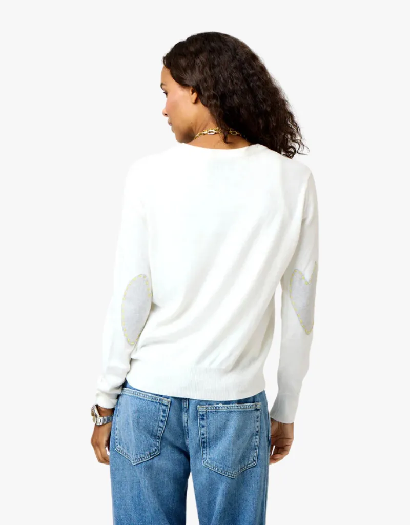 Kerri Rosenthal Patchwork Cotton Pullover Sweater in White