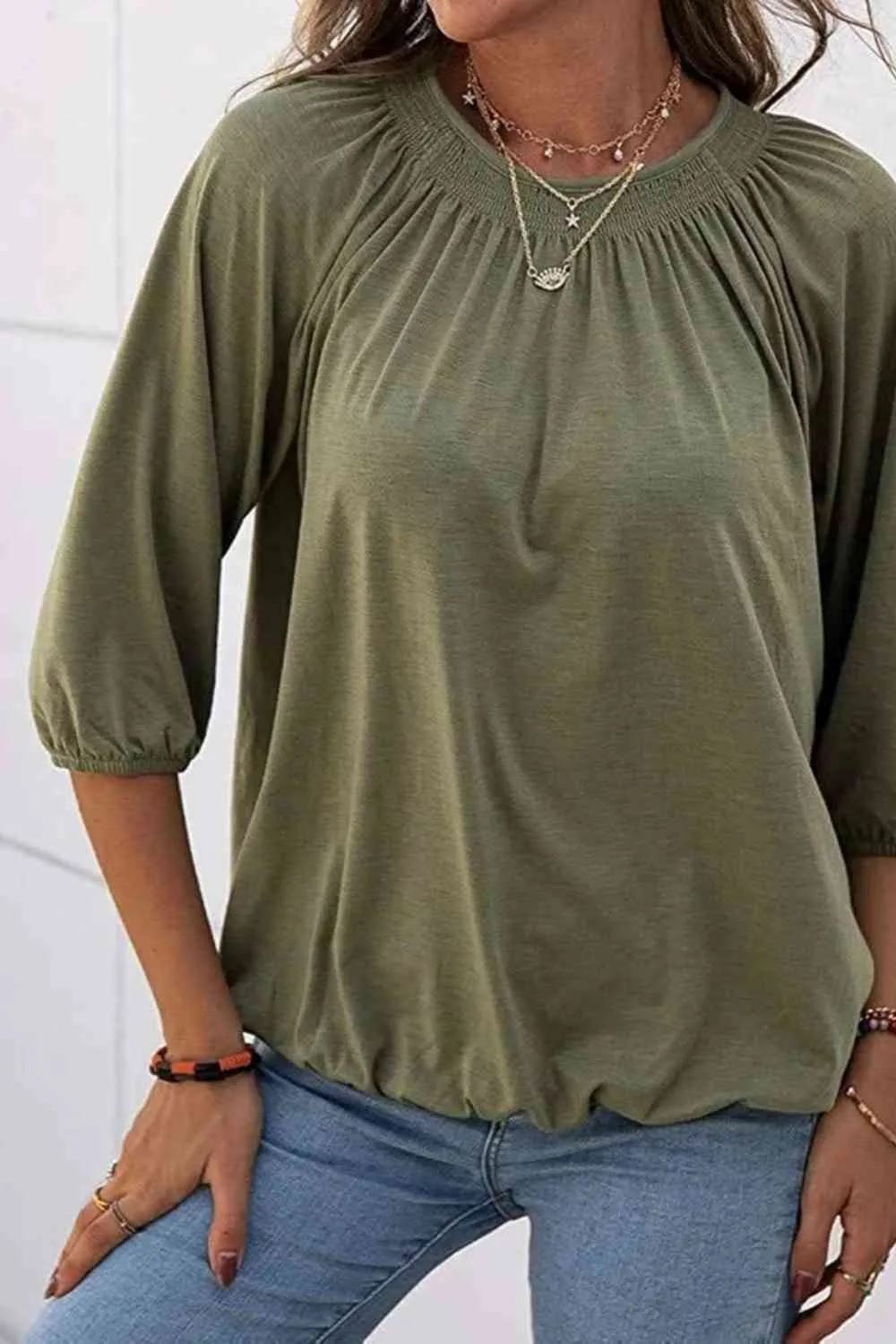 Kimmy Gathered Detail Round Neck T-Shirt