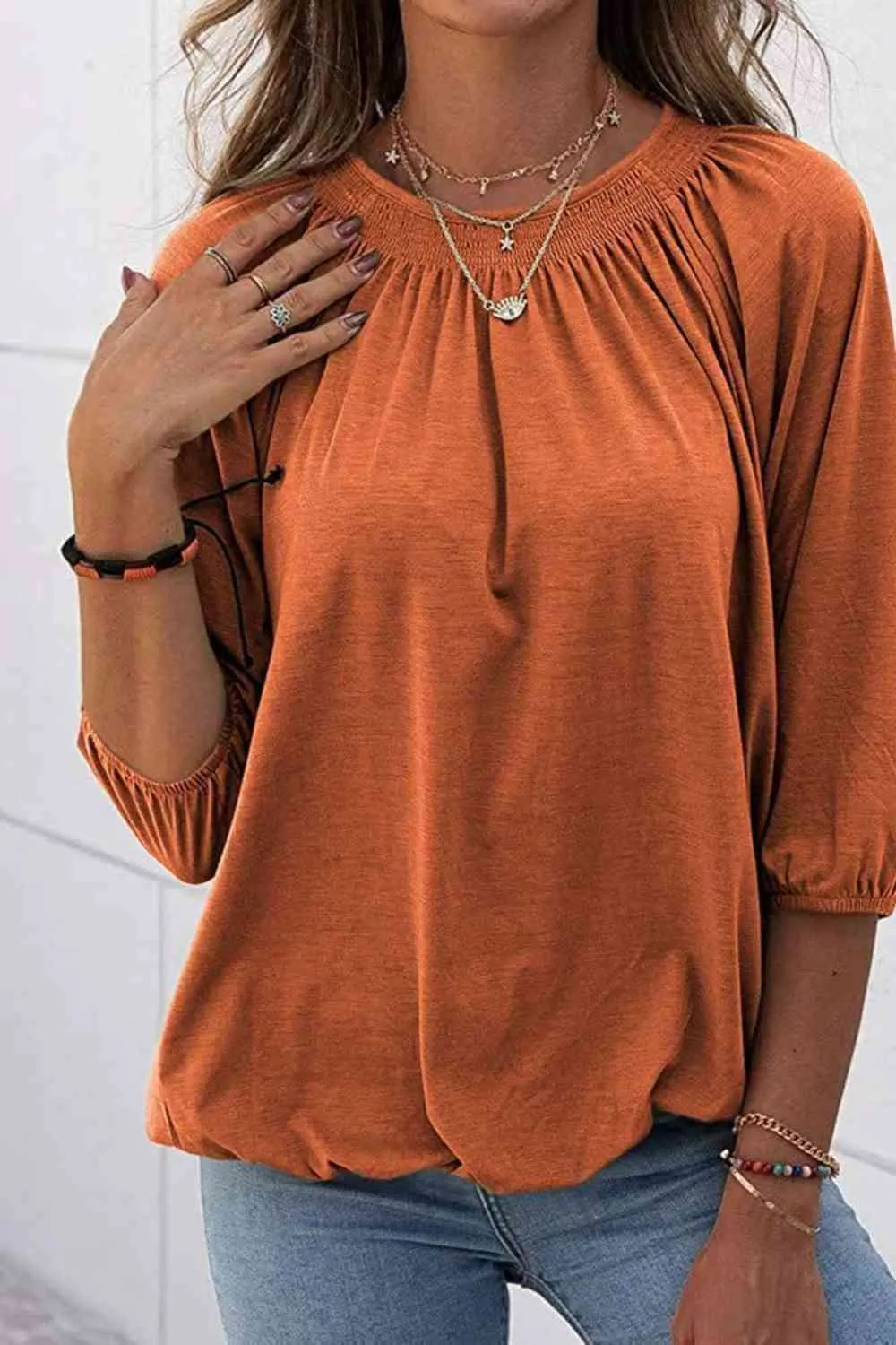 Kimmy Gathered Detail Round Neck T-Shirt