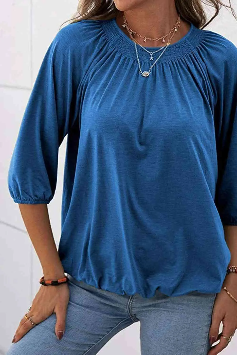 Kimmy Gathered Detail Round Neck T-Shirt
