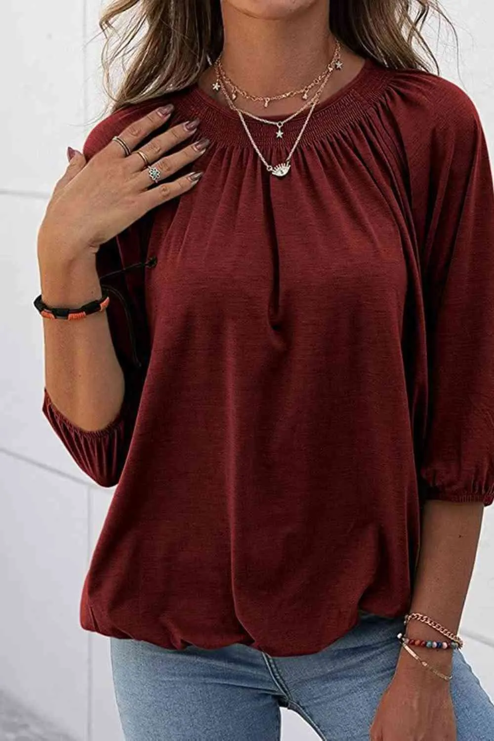 Kimmy Gathered Detail Round Neck T-Shirt
