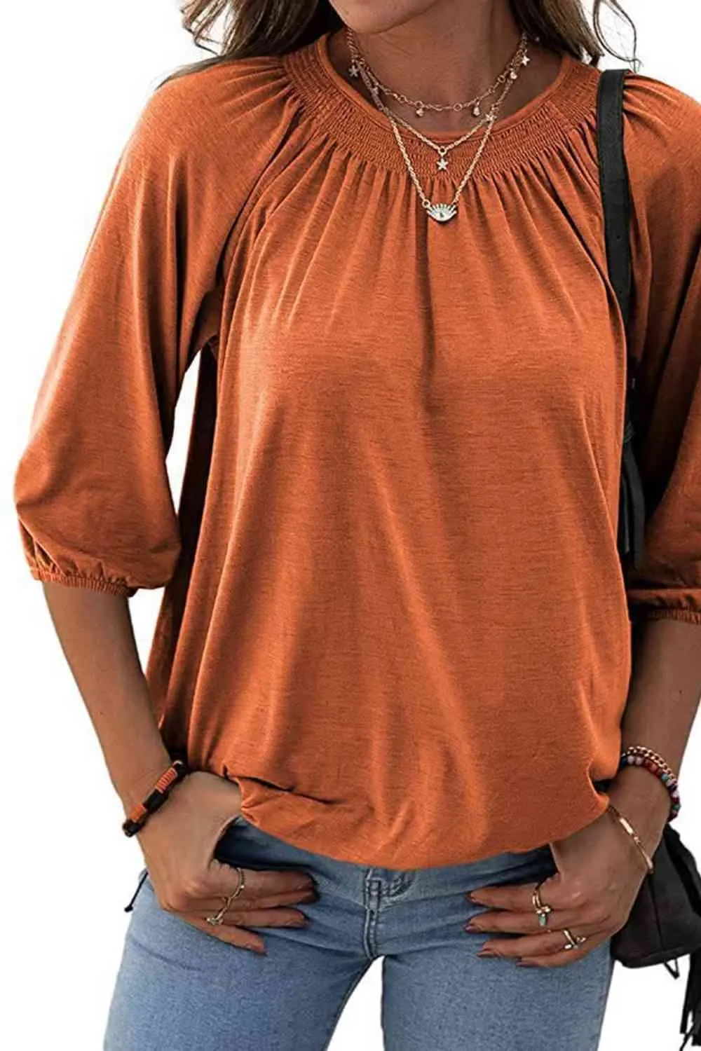 Kimmy Gathered Detail Round Neck T-Shirt