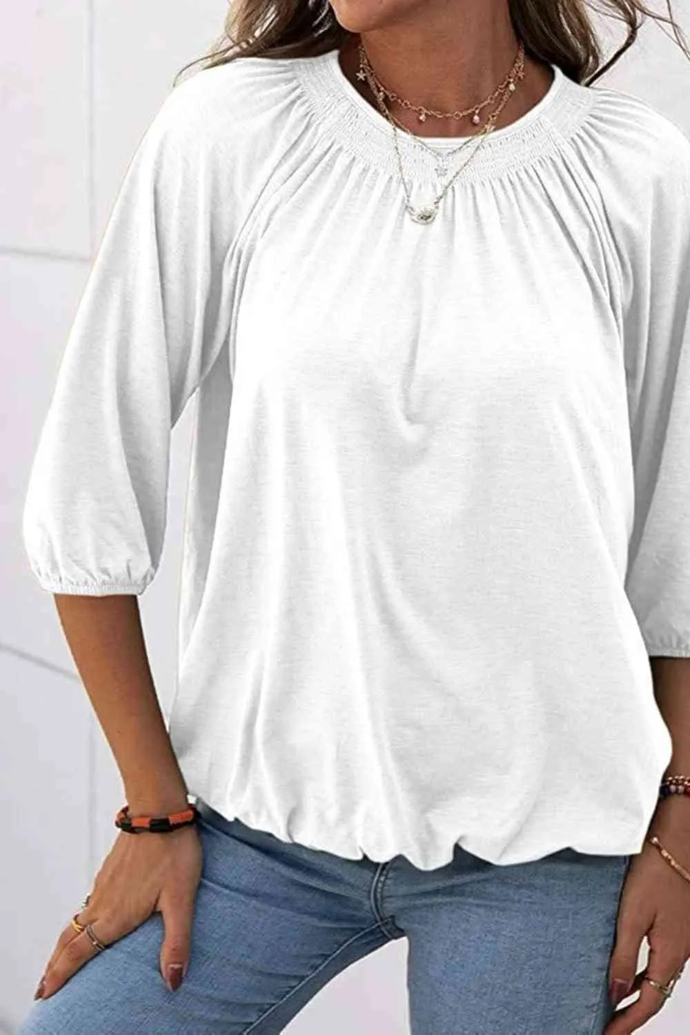 Kimmy Gathered Detail Round Neck T-Shirt
