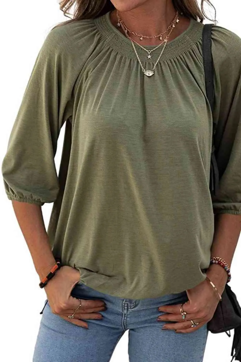Kimmy Gathered Detail Round Neck T-Shirt