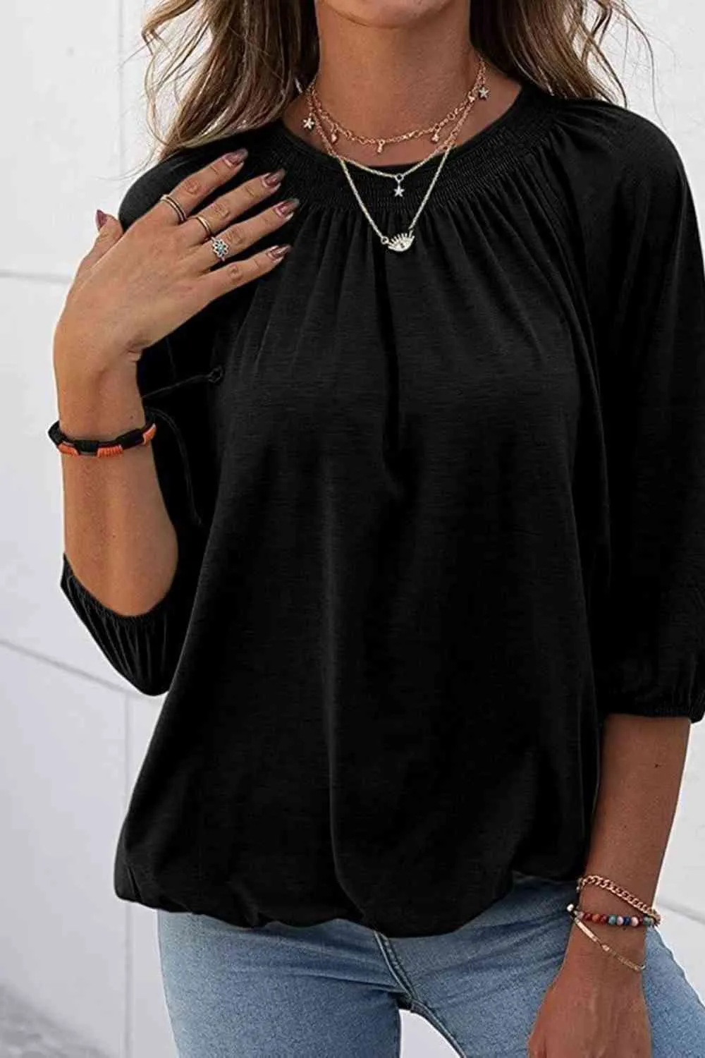 Kimmy Gathered Detail Round Neck T-Shirt