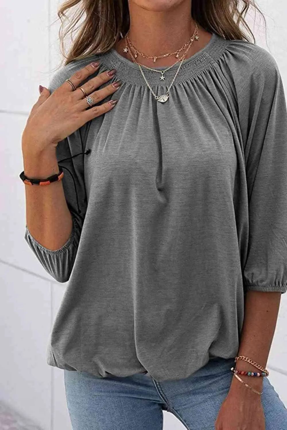 Kimmy Gathered Detail Round Neck T-Shirt