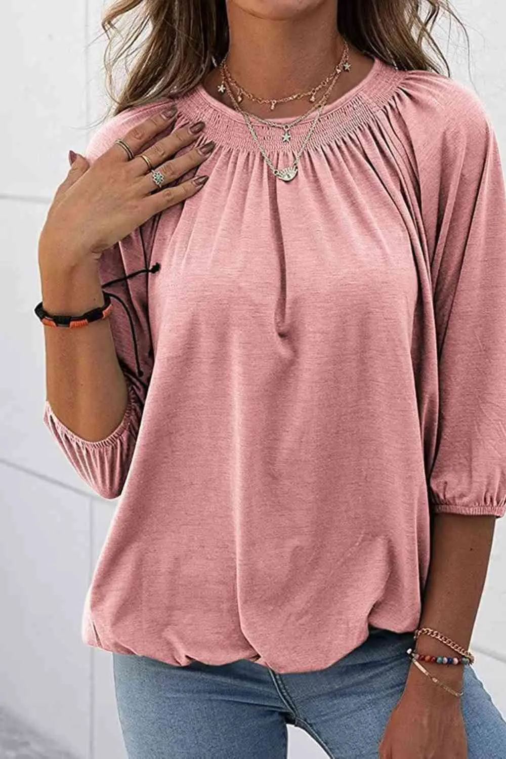 Kimmy Gathered Detail Round Neck T-Shirt