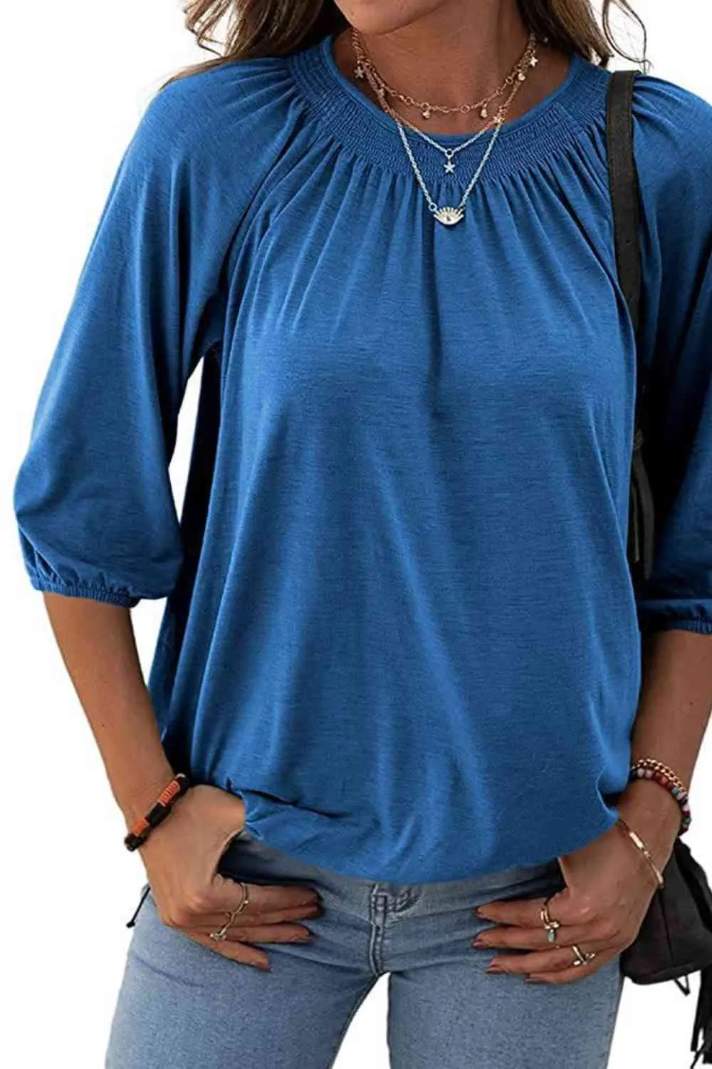 Kimmy Gathered Detail Round Neck T-Shirt