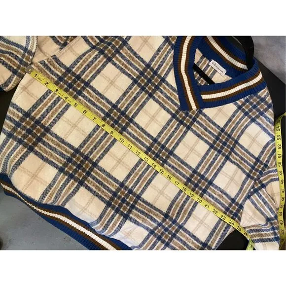 K.S be your style Blue/White Plaid Varsity Pullover Sweater Women’s Size 6